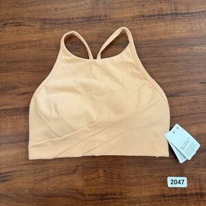 Lululemon Flow Y Wrap-Front High-Neck Bra Size 4 Peach Bellini NWT $68